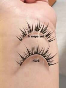 5pcs Cartoon Style False Eyelashes, One Piece Eyelash Extensions With Transparent Natural Look, Dense & Curly Design, Suitable For Beginners, Reusable - 尖尖的漫畫睫毛 - 查看 11