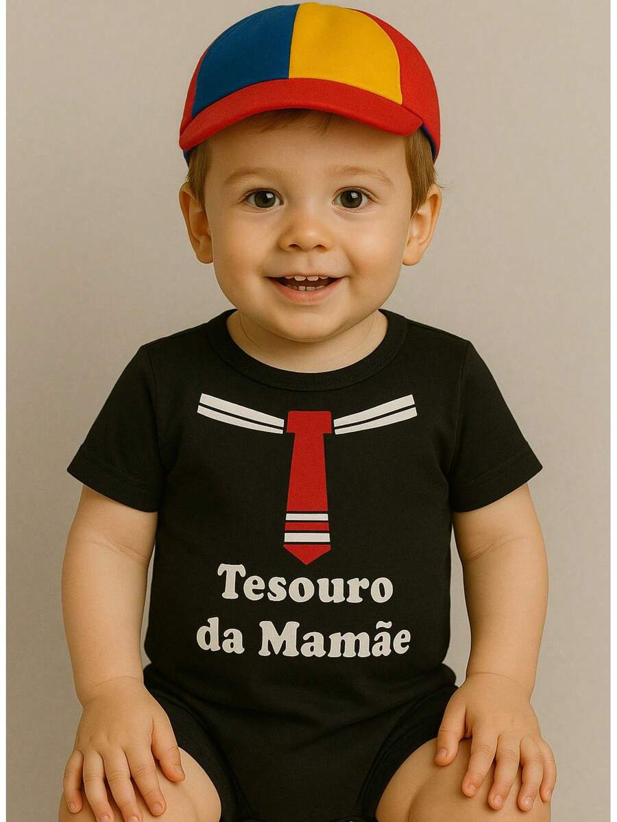Kiko Mommy's Treasure Bodysuit With Themed Hat Birthday Party Boy Baby Kids Child - 黑色 - 查看 1