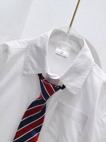 3pcs/Set Boys Summer Outfit: Loose-Fit Short Pants, White Shirt With Tie, Suit Set, Suitable For Party, Birthday, Gathering