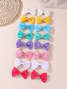 8pcs Assorted Color Ribbed Fabric Butterfly Hair Clips Set For Girls - Multicolor - View 6