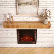 Blingworld Mantel Shelf, Rustic Fluted Wood Shades, Over The Fireplace, Handmade Floating Shelf For Living Room, Bedroom, Kitchen, Natural - 彩色 - 查看 4