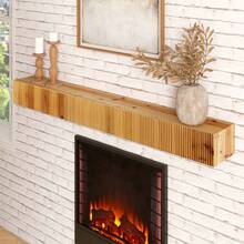 Blingworld Mantel Shelf, Rustic Fluted Wood Shades, Over The Fireplace, Handmade Floating Shelf For Living Room, Bedroom, Kitchen, Natural - 彩色 - 查看 5