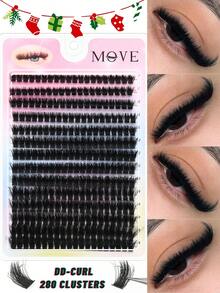 280pcs 80D&60D Mix Cluster Eyelash, 0.07mm Thickness, D Curl, 8mm-16mm Mix Length, Natural Style Russian Flat Dense Fluffy Handmade Mink Eyelash Cluster For Halloween Theatrical Makeup, Festival Makeup, Christmas Makeup, Beginner Essential Lash Clusters,Eye Lash Clusters,Individual Eyelashes,Lashes,Fake Lashes - DD - View 2
