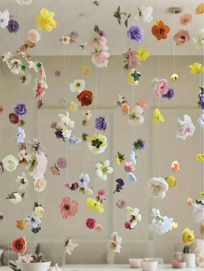 Set de 40 piezas Guirnalda de flores colgantes, Set de decoración floral DIY para techo, Materiales DIY para cortina de flores, Decoraciones colgantes de flores artificiales, Fondo de pared colgante de flores flotantes, Adecuado para boda, cumpleaños, decoración de habitación, regalo, ceremonia de graduación