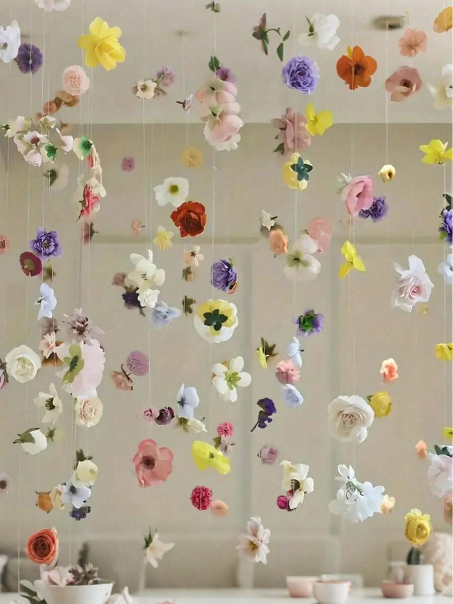 40件/組 吊掛花卉花環套組 DIY 天花板花卉裝飾套組 DIY 花卉窗簾材料 人造花吊飾 漂浮花牆掛飾 攝影背景設計 適用於婚禮、生日、房間裝飾、禮物、畢業典禮 花朵尺寸隨機 (需自行DIY) - 彩色 - 查看 1