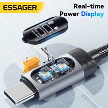 ESSAGER USB ToType C To Type C Fast Charging Cable 100W Cord For Phone 480Mbps Power Display Compatible With IPhone 16, 16 Pro Max, 15, 15 Plus, 15 Pro, 15 Pro Max,Compatible With Redmi, Compatible With OnePlus Charger