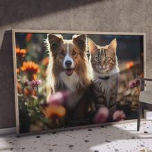 1 Pc Canvas Painting,TV, Dog, Cat, Flowers, Wooden - Table, Plant,Wood Framed Painting (1) Thickness 2.5 Cm/ 1 Inch-Home Decoration For All Occasions,Ideal New Year, Valentine's Day,Thanksgiving,Easter,Christmas Gift,Room Decoration Aesthetic,Wall Decoration Art,Perfect Gift,Autumn And Winter Wall Decoration,Living Room Decoration, Bedroom Decoration, Kitchen Decoration, Entry Decoration, Bathroom Decoration, Direct Wall Painting, High Quality Wall Painting Poster,Modern Home Decoration Stretched And Framed Ready To Hang