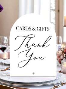 1pc 2D Flat Elegant Acrylic Arch Sign With "Cards & Gifts" And "Thank You" Message - Multipurpose For Wedding, Party, Home Decor, Welcome Table, Events, Gift Display, Wedding Decor | Graceful Script Design |, Wedding Decor
