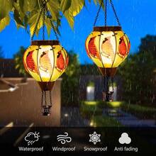 Starsoul Hot Balloon Solar Lantern With Flower Projection Metal Outdoor Waterproof Hot Balloon Solar Lights Hanging Lantern For Garden Yard Patio Decor - Cardinal-c-2pc - View 8