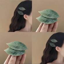 1 Women's Green Leaf Embroidered Hairpin, Sweet Side Clip, Women's Accessories/Hair Accessories, Forest Style Retro Alligator Hair Clip Claw Clips Hair Claws Hair Barrettes