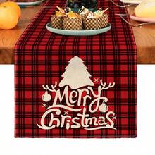1pc Christmas Pattern Leaf Print Table Runner, Christmas Table Runner/Cloth, Suitable For Holiday, Party, Birthday, Dinner, Kitchen, Dining Room, Seasonal Home Decor - Multicolor - View 17