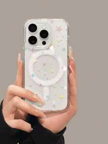 Flashing Star-Shaped Magnetic Phone Case Full Body MagSafe Charging Support Protection Anti-Scratch Non-Yellowing Transparent Smartphone Cover Gift For Galaxy S24/S24 Plus/S24 UlTRA/Galaxy S23/S23 +/S22 Ect ,Apple Phone 11/11 Pro/11 Pro Max 12/12 Pro/12 Pro Max/13/13 Pro/13 Pro Max/14/14 Plus/14 Pro/14 Pro Max/15/15 Plus/15 Pro/15 Pro Max/16/16 Pro/16 Plus/16 Pro Max/16E/X/XS/XSMax/TPU Material Protective Case,Cartoon 2-In-1 Magnetic Phone Protective, The Best Birthday Gift For Your Friends And Family, Suitable For Both Men And Women