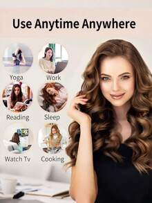 6件套美发造型工具套装，包括：1个免加热卷发器、1个缎面睡眠帽、1个免加热发带、1个发爪夹、1套免加热丝绸卷发套装、1个夜间卷发器、1个柔软睡眠眼罩、1个卷发棒、1个免加热卷发器、1个卷发器、1个美发产品及配件，适用于理发店、美容院、旅行等场合。 - 彩色 - 查看 9