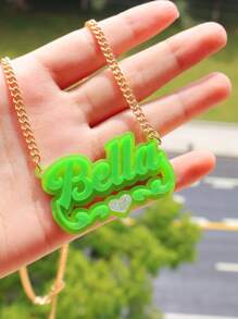 1 PC Colorful Acrylic Nameplate, Custom Necklace, Bling Name Necklace, Nameplate Necklace, Personalized Nameplate, Mother Day Gift, Gift For Her