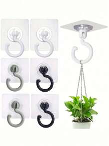 3pcs Rotatable Ceiling Adhesive Hooks - Easy Install, No Drill, Sticky Hanger For Hanging Plants, Lanterns, Wind Chimes, Contemporary Ceiling Decoration With Utility Hook Best Gifts Birthday Easter Graduation