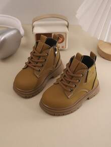 儿童靴子秋冬新款系带拉链款时尚大方轻便户外登山靴