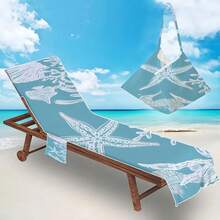 1pc Foldable Beach Chair Cover That Can Be Folded Into A Handbag, With Side Pockets For Glasses And Phone. Beach Chair Cover, Pool Chair Cover, Microfiber Lounge Chair, Sunbathing Beach Hotel, Easy To Carry Camping & Travel Towels - Multicolor - View 2