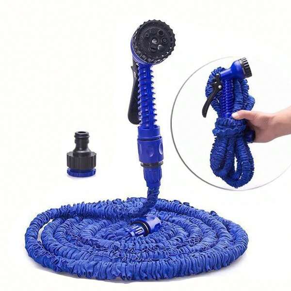 1pc 100 '/50' /25 'expandable Magic Garden Hose With High Pressure Spray Gun - Multi-Purpose Irrigation And Car Wash Tool, Durable PE Material, Adjustable Nozzle, Lightweight And Flexible Design For Yards, Lawns And Cleaning Cars