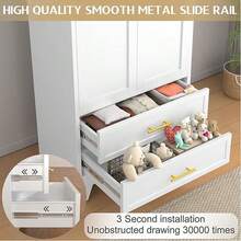 71 Inch High Metal Wardrobe With 2 Drawers And Hanging Bars, Bedroom Clothing Storage Cabinet, Suitable For Bedrooms, Laundry Rooms, Warehouses, Bedrooms - 白色 - 查看 5