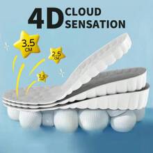 1 Pair Unisex Breathable Height Increasing Insoles, Non-Slip, Anti-Odor, Shock Absorbing, Full-Length Raised Insoles For Sports Shoes, Work Boots