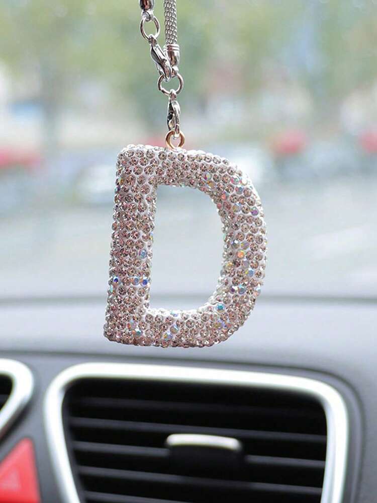 1 قطعة سلسلة معلقة للسيارة بحرف من الألماس من A إلى Z، معلق على مرآة السيارة الخلفية، ديكور داخلي للسيارة - مقاس واحد - مشاهدة 27
