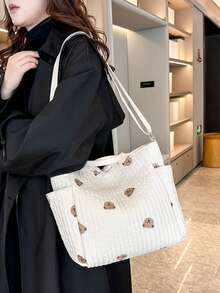 1pc Large Capacity Mommy Bag, Tote Diaper Bag For Moms, Multi-Function Stroller Hanging Bag, Large Capacity Mommy Bag, Tote Bag For Young Mothers, Fashion Shoulder Crossbody Bag, Maternity Bag Handbag - Multicolor - View 8