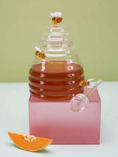 Joivida 1pc 450ml Creative Bee Theme Glass Honey Pot With Stirrer, Borosilicate Heat-Resistant Storage Jar, New Year, Thanksgiving Day, Christmas Gift, Rama Table Decor, Family Dining, Afternoon Tea Use, High-End Cafe Supplies, Special Gift, Refreshing Spring/Summer Decor