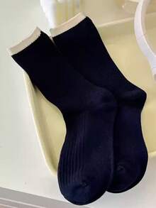 1 Pair/2 Pairs Unisex Thin Striped Crew Socks, Versatile And Casual For Everyday Wear, Fall