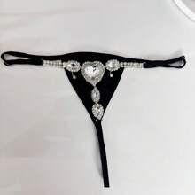 2025 Nova Calcinha Elástica com Borla de Cristal Vermelho, Conjunto de Corpo Maiô Bikini Ajustável com Strass para Mulheres, Lingerie Íntima