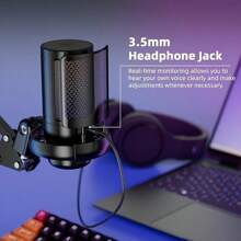 Kit de Microfone de Jogos Profissional USB, Microfone Condensador de Podcast com Braço de Boom e Luz RGB, Microfones Plug&Play para Transmissão, PC, Computador