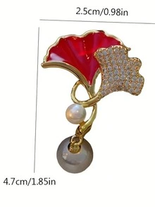 时尚水果花卉甜美草莓翻领别针珐琅围巾胸针，百搭配饰，女士优雅心形胸针，适合夹克、西装、节日礼物 - 紅色 - 查看 6