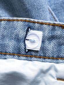 时尚男童破洞可调节腰部猫须水洗牛仔短裤 - 淺色水洗藍 - 查看 6