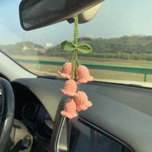 1pc Handmade Knitted Rear View Mirror Pendant Ornament - Cute Car Accessories Aesthetic - Kawaii Decor For Car And Home Decorative Pendants