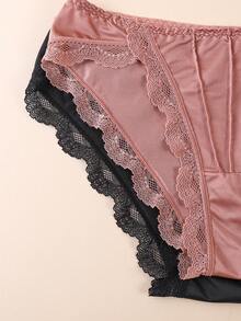 6条装蕾丝女士内裤，舒适无痕三角裤，性感蕾丝低腰女士三角裤，轻盈舒适丁字裤 - 彩色 - 查看 4