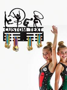 1 buc. Suport de prezentare a medaliilor de gimnastică metalice personalizabile, artă de perete, vitrină personalizată pentru nume pentru gimnaste, suport pentru medalii din fier pentru decor, cadou perfect pentru gimnaste, ușor de instalat