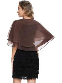 Women's Sheer Shawls And Wraps Evening Dresses Soft Wedding Cape Lightweight Bridesmaid Scarves Cover Up - màu nâu - Xem 6