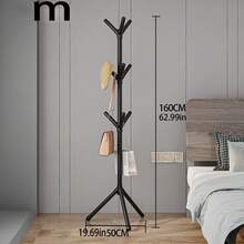 1pc 2-3 Hooks Floor Standing Coat Rack, Simple Bedroom Hanging Clothes Rack, Living Room Large Garment Rack - Multicolor - View 6