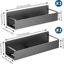 4 piezas de estantes magnéticos de metal para especias y almacenamiento, adecuados para refrigerador, horno y lavadora, organizador de almacenamiento negro para refrigerador