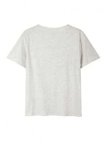 200g Pure Cotton T-Shirt 2025 Summer Ladies New Short Sleeve Pure Cotton Holiday Pattern Short Sleeve Round Neck Couple Wear Small Shirt Tops - 淺花灰 - 查看 3