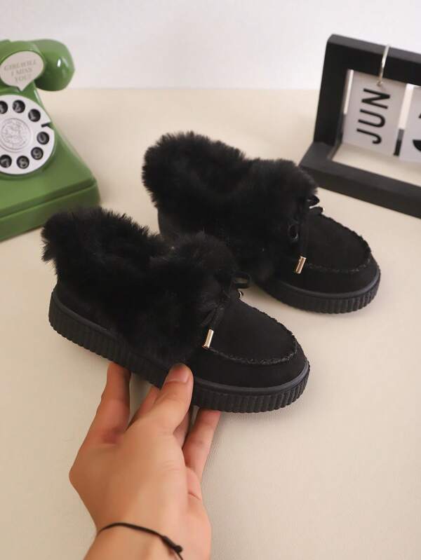 1 par de zapatos planos casuales y cómodos estilo mocasín de moda para niños, zapatos slip-on para niños, zapatos esponjosos para niños