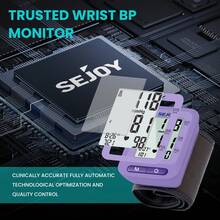 sejoy Automatic Wrist Blood Pressure Monitor BP Cuff Gauge Heart Rate Machine - Purple - View 4