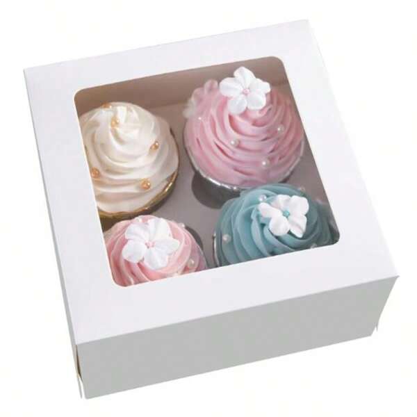 10er Pack Cupcake Boxen Großpackung mit durchsichtigem Sichtfenster für 4/6 Standard Cupcakes, Einweg-Cupcake-Träger Cupcake Behälter, perfekt für Cupcakes, Muffins, Kekse, Gebäck