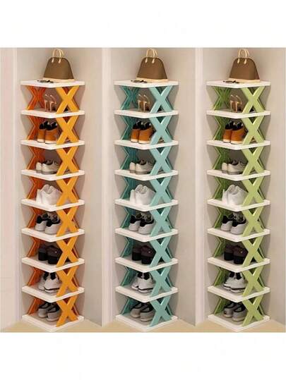 9 层节省空间的垂直鞋架 - 窄塑料储物整理器可容纳 9 双鞋，易于组装，非常适合入口、衣柜、走廊、浴室、宿舍 - 坚固的可堆叠设计，鞋子收纳架