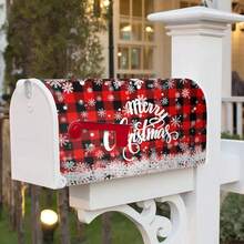 New Merry Christmas Mailbox Cover Magnetic Standard 21" X 18", Winter Snowflake Drative Christmas Large Mailbox Wraps Post Letter Box Covers Garden Drations Outdoor - Merry Christmas 21x18 inch - View 6
