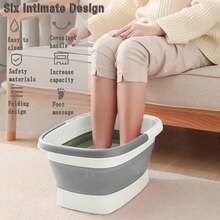Collapsible Foot Bath Basin For Soaking Feet,Foot Soak Tub,Plastic Foot Bucket With Handles And Massage Acupoint,Foldable Laundry Basket-Gery - Grey - View 5
