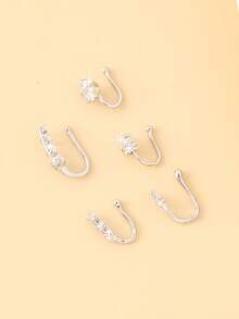 5 件铜镶嵌方晶锆石花朵、星星、叶子鼻夹、鼻钉、假穿孔身体饰品 - 金黃色 - 查看 6