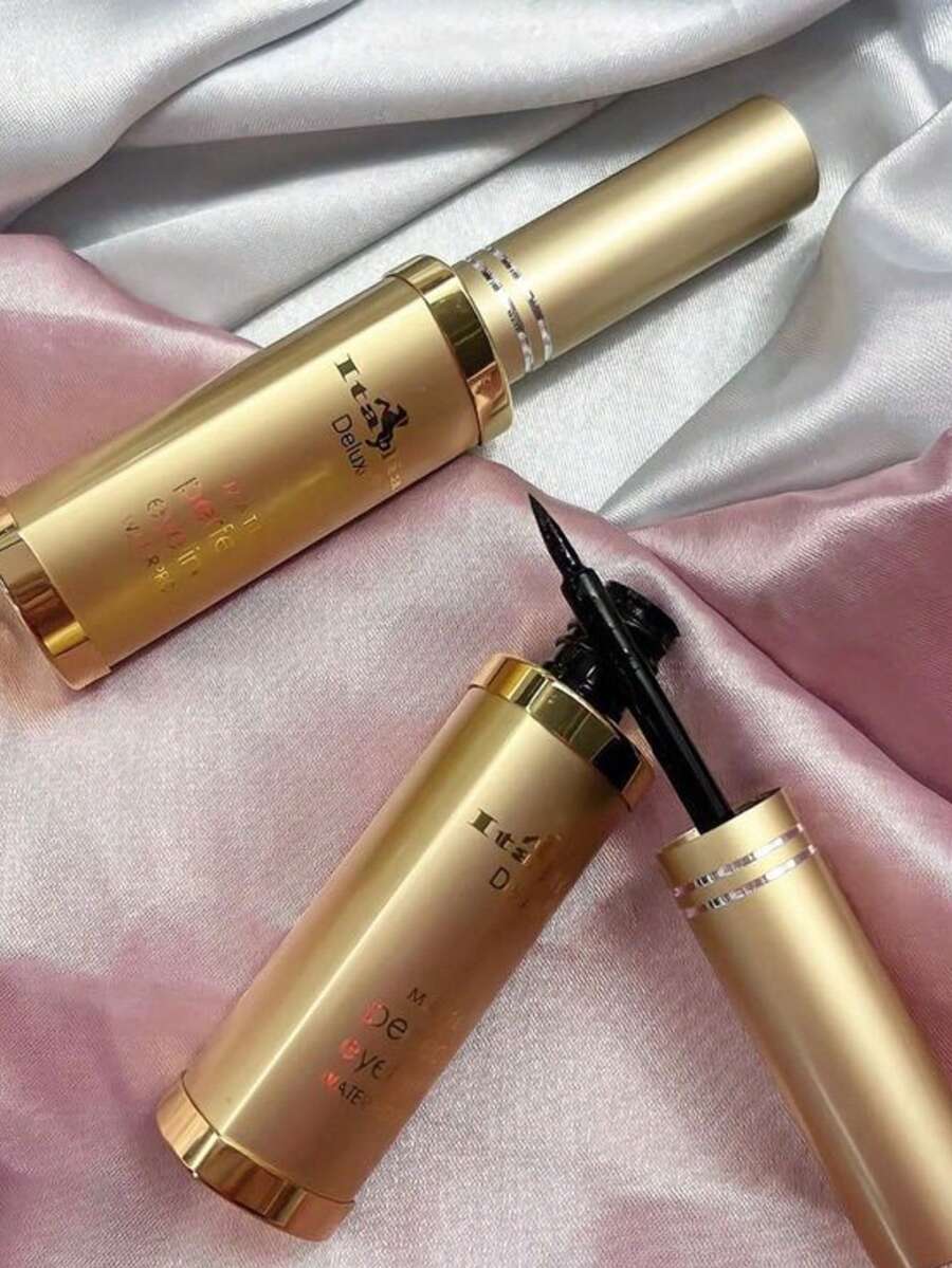 Italia Deluxe Perfect Liquid Eyeliner waterproof, delineador líquido resistente al agua, punta fina de precisión, trazo intenso y duradero, maquillaje profesional para ojos definidos, fácil aplicación, no se corre ni mancha, ideal para looks clásicos y modernos. - Negro - Ver 1