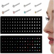 Milacolato Nose Rings Studs For Women Men - Straight Or L Shaped Surgical Stainless Steel Small Nose Studs Pin - Hypoallergenic 20G 22G Tiny Nose Piercing Jewelry 1.5/2/2.5/3 Mm CZ - 彩色 - 查看 17
