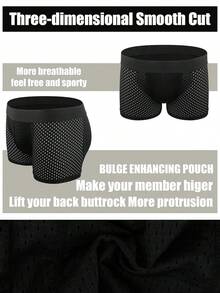 Men Butt Lifter Shapewear Butt Shaper Breathable Mesh Boxer Padded Enhancing Underwear Tummy Control Daily Briefs Male Lingerie Body Shaper - màu đen - Xem 3