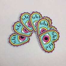6-Pack Colorful Eye Heart Embroidered Iron-On Patches, Mixed Colors, DIY Sewing Appliques For Clothing, Hats, Bags, Art & Craft Decor, Badge & Patch Embellishments